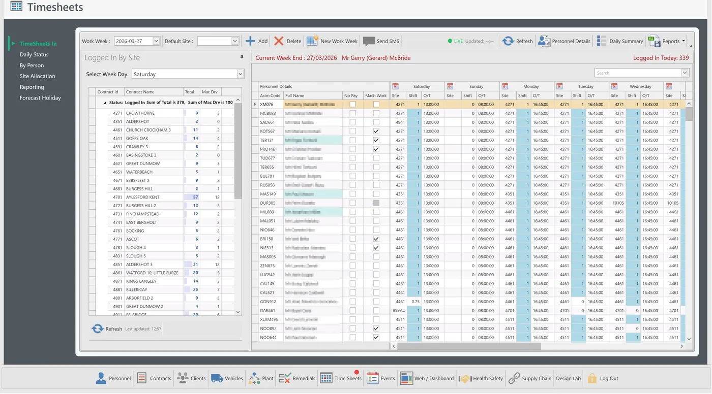Buxted Construction: Timesheets