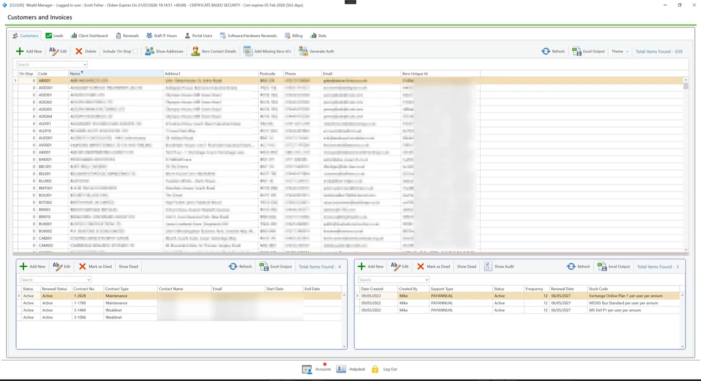 Weald IT: Customers & Contracts